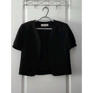 TAHARI Arthur S. Levine Womens Cropped Lined Coat Short Sleeve Black Sizeโ 6P